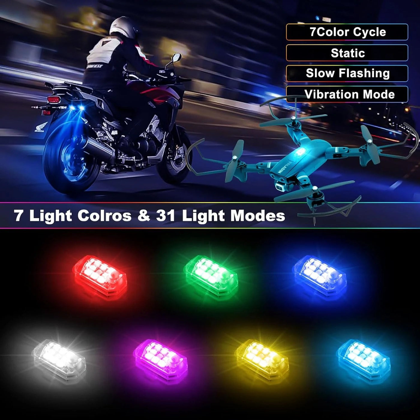 2Pcs Car and Bike Wireless Led Lights with Remote