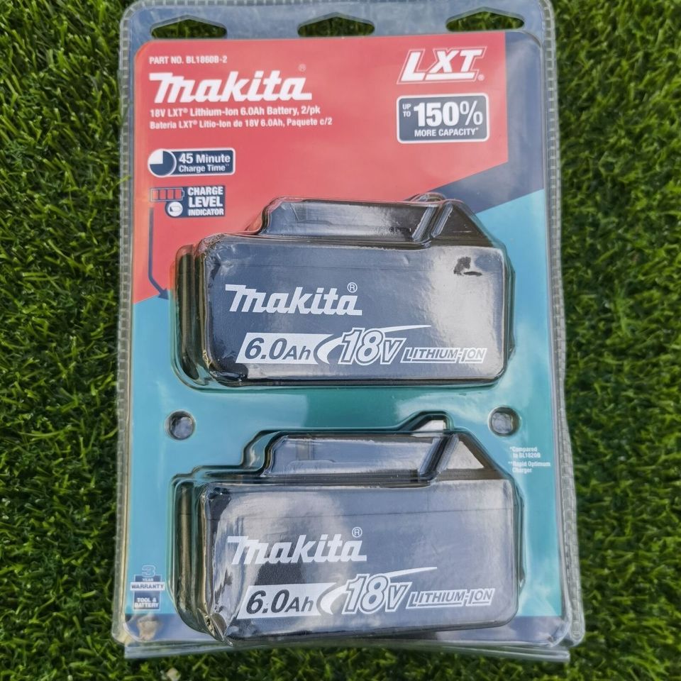 2Pack Makita 18 volt Lithium 6.0 amp Battery BL1860B