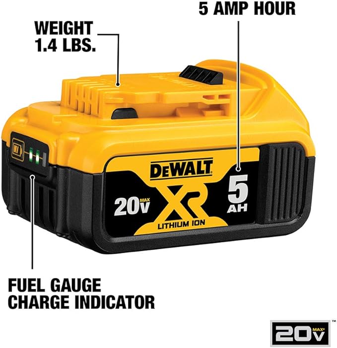 2PACK DEWALT 20V MAX 5.0AH LITHIUM-ION BATTERY DCB205-2