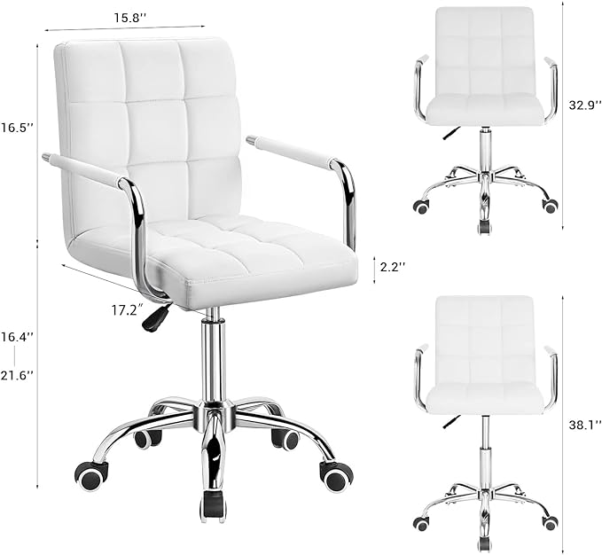 Mid-Back Office Task Chair Ribbed PU Leather Adjustable