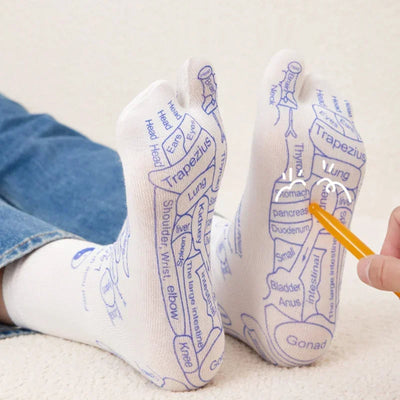 Reflexology Chart Socks with Trigger Point Massage Tool