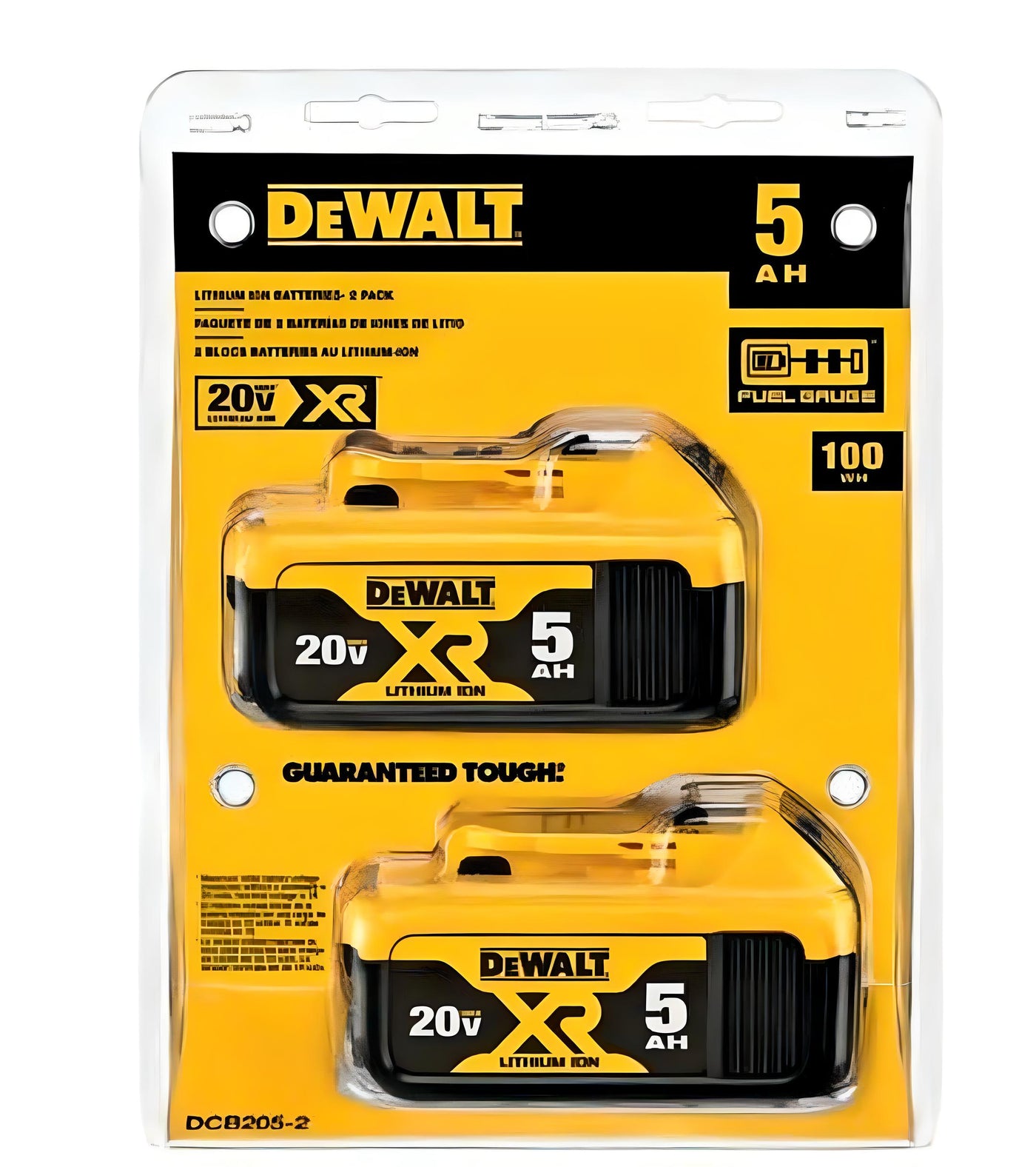 2PACK DEWALT 20V MAX 5.0AH LITHIUM-ION BATTERY DCB205-2