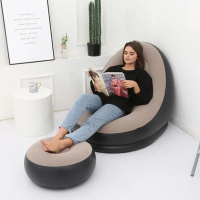 Inflatable Sofa With Foot Pad Lazy Portable Couch Chair