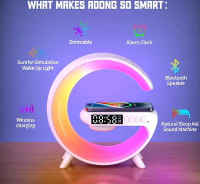 🔥⏰Multi-functional Wireless Charger Atmosphere Lamp+Bluetooth Speaker+Clock🌟