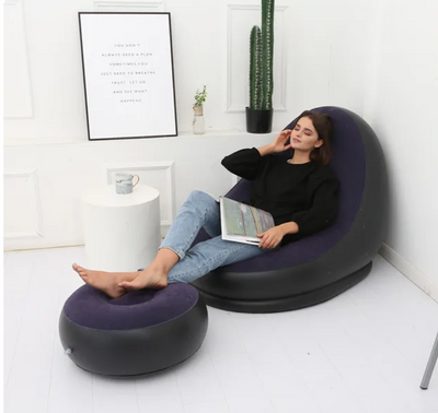 Inflatable Sofa With Foot Pad Lazy Portable Couch Chair