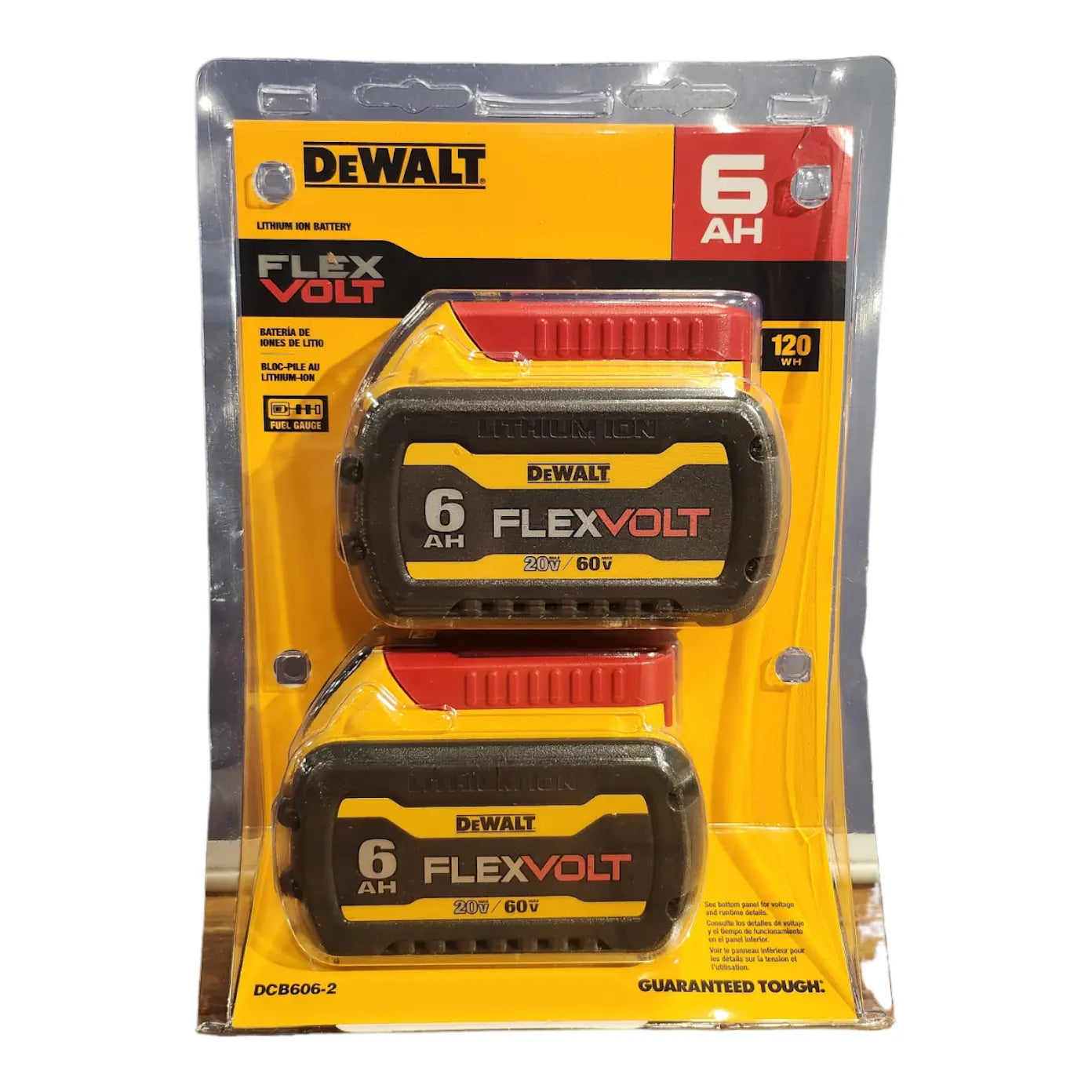 2Pack DEWALT FLEXVOLT DCB606-2 20V/60V MAX 6 Ah Lithium-Ion Battery