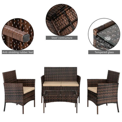 4PCS Outdoor Rattan Wicker Patio Furniture Set