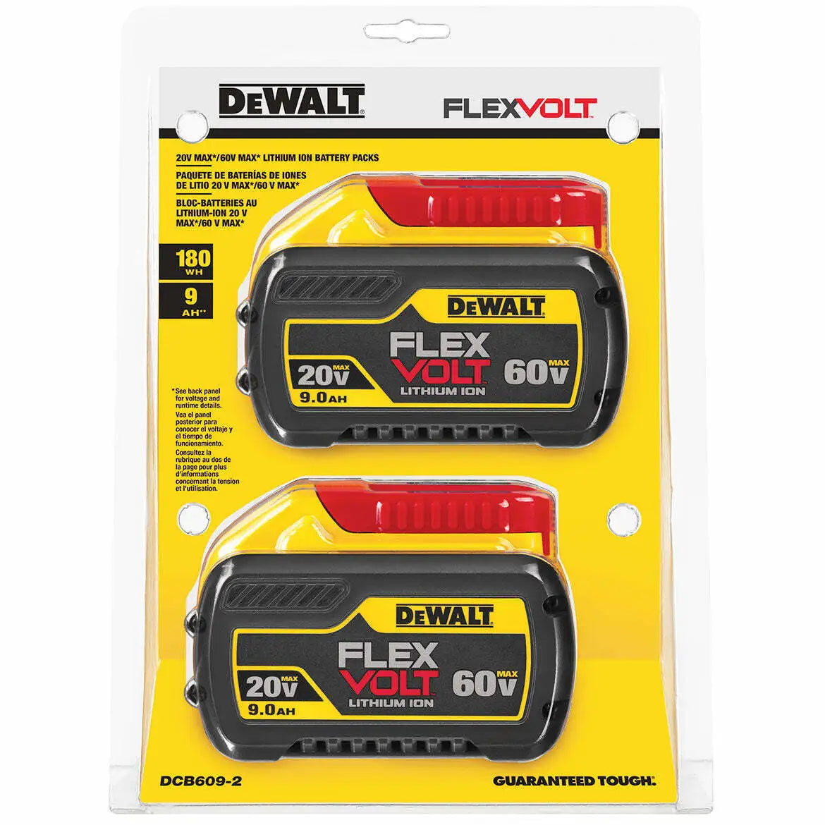 2PACK DEWALT FLEXVOLT DCB609-2  20V 60V MAX 9 Ah Li-Ion Battery